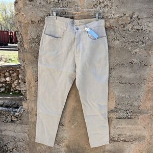 Alex Crane Size 32x30 Cham Linen Pants Bone Beige Straight Leg Button Fly